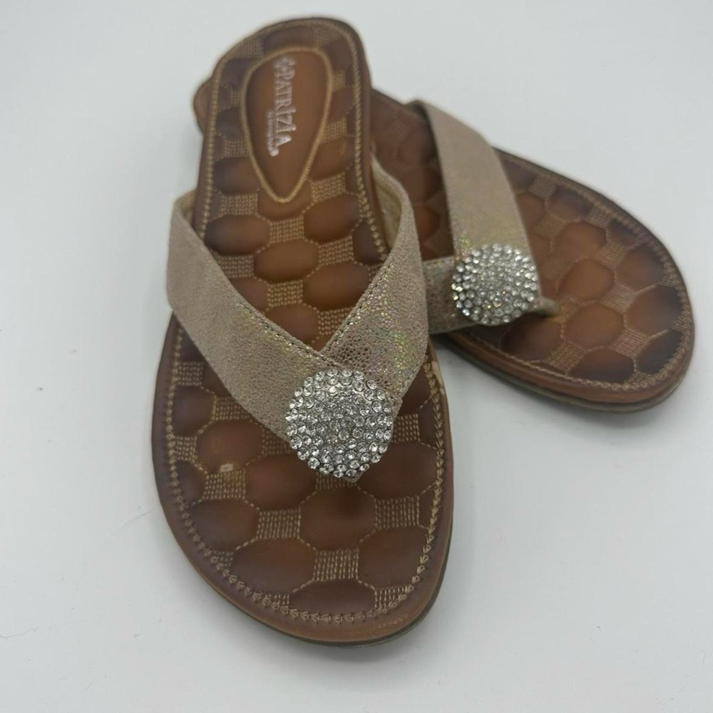 Tan Sandals with Crystal Embellishment